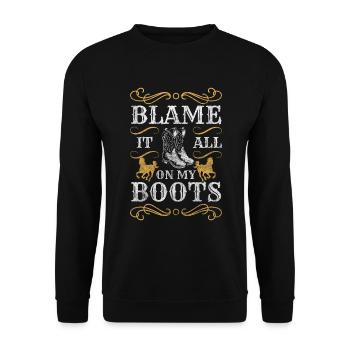 Western Country Cowboystiefel - Unisex Pullover - Schwarz - Vorne - Alina (178cm) & Michal (187cm)