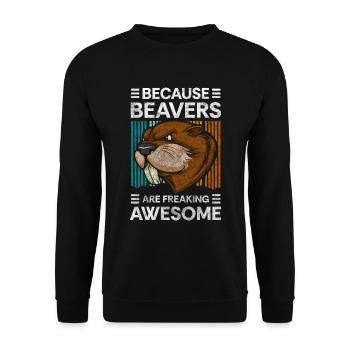 Beaver Dam Builder Nature - Unisex Sweatshirt - black - Front - Alina (178cm) & Michal (187cm)