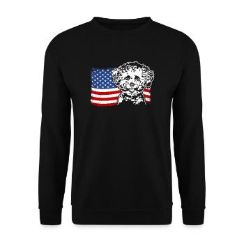 Bichon frisé US Amérique Drapeau Chiens Chien Wilsigns - Sweat-shirt Unisexe - noir - Devant - Alina (178cm) & Michal (187cm)