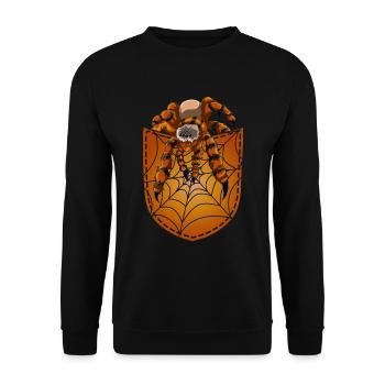 Vogelspinne Spinnennetz Tier Brusttasche Spinne - Unisex Pullover - Schwarz - Vorne - Alina (178cm) & Michal (187cm)