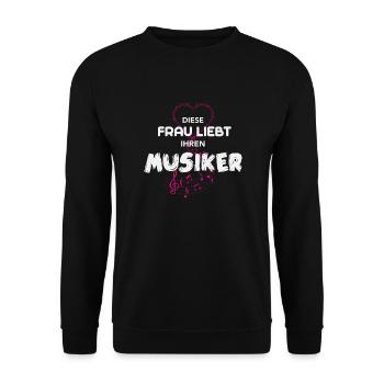 Diese Frau liebt Ihren Musiker - Unisex Pullover - Schwarz - Vorne - Alina (178cm) & Michal (187cm)