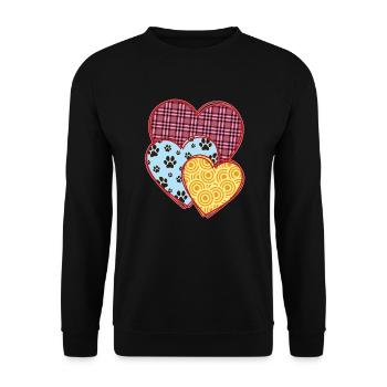Hearts, Valentine's Day Gift, Paws, Dog Cat Lovers - Unisex Sweatshirt - black - Front - Alina (178cm) & Michal (187cm)