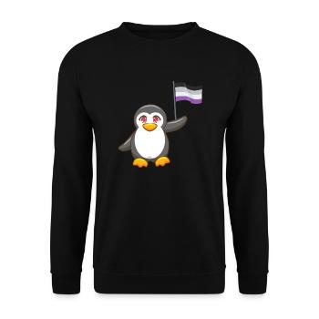 Gay Pride Antarctique Animal Pingouin Asexuel LGBT - Sweat-shirt Unisexe - noir - Devant - Alina (178cm) & Michal (187cm)