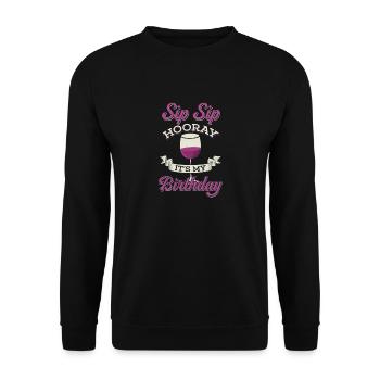 Sip Sip Hooray - It's my Birthday - Unisex Sweatshirt - black - Front - Alina (178cm) & Michal (187cm)