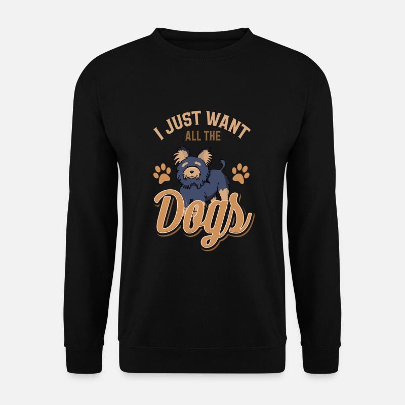 Ich will nur alle Hunde Hund Welpe Pfoten Welpen - Unisex Pullover - Schwarz