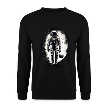 Cool astronaut basketball player in outer space - Unisex Sweatshirt - black - Front - Alina (178cm) & Michal (187cm)