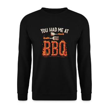 VOUS M’AVEZ EU AU BBQ - Grillen Barbecue - Sweat-shirt Unisexe - noir - Devant - Alina (178cm) & Michal (187cm)