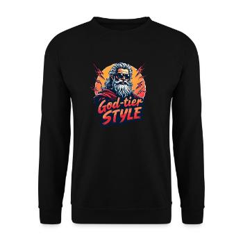 God Tier Style - Hipster Zeus - Unisex Sweatshirt - black - Front - Alina (178cm) & Michal (187cm)