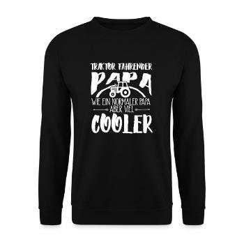 Landwirt Traktor Cooler Papa Geschenk - Unisex Pullover - Schwarz - Vorne - Alina (178cm) & Michal (187cm)
