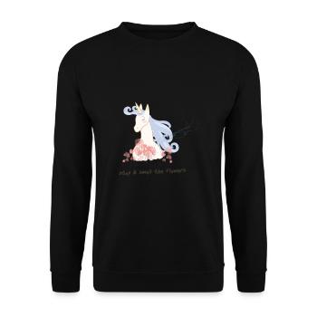Unicorn loves flowers - Unisex Sweatshirt - black - Front - Alina (178cm) & Michal (187cm)