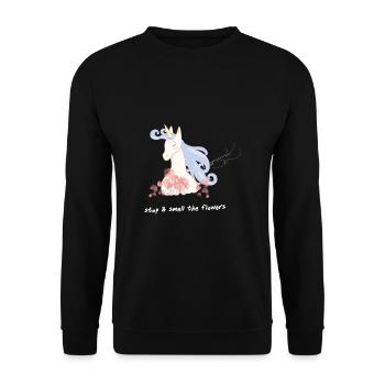 Unicorn loves flowers - Unisex Sweatshirt - black - Front - Alina (178cm) & Michal (187cm)