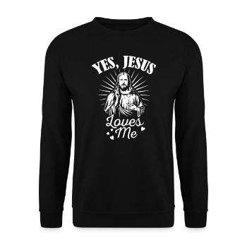 Jesus Design Yes Jesus Loves Me Birthday Gift Idea - Unisex Sweatshirt - black - Front - Alina (178cm) & Michal (187cm)