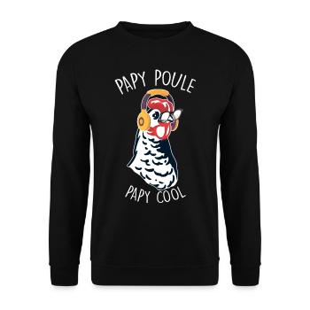 Papy poule Papy cool Cadeau Drôle Grand-père - Sweat-shirt Unisexe - noir - Devant - Alina (178cm) & Michal (187cm)