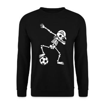 Fußballer Dabbing Skelett Jungen Fußballspieler - Unisex Pullover - Schwarz - Vorne - Alina (178cm) & Michal (187cm)