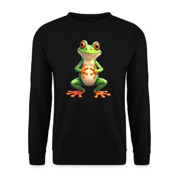 frog funny tree frog red-eyed tree frog - Unisex Sweatshirt - black - Front - Alina (178cm) & Michal (187cm)