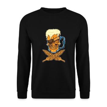 Bier Totenkopf - Brau Pirat - Brasserie - Sweat-shirt Unisexe - noir - Devant - Alina (178cm) & Michal (187cm)