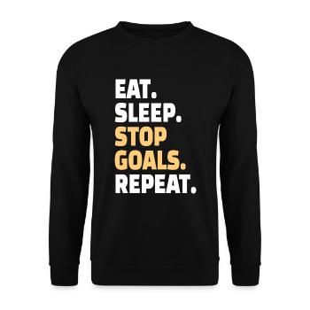 GOALKEEPER: Stop Goals - Unisex Pullover - Schwarz - Vorne - Alina (178cm) & Michal (187cm)