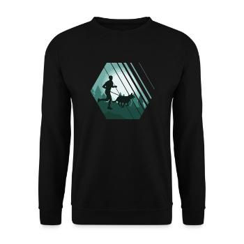 Canicross cross-country avec des sports canins - Sweat-shirt Unisexe - noir - Devant - Alina (178cm) & Michal (187cm)
