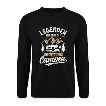 Camping Wohnmobil Camper Campingurlaub - Unisex Pullover - Schwarz - Vorne - Alina (178cm) & Michal (187cm)
