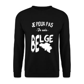 Je peux pas je suis Belge - Sweat-shirt Unisexe - noir - Devant - Alina (178cm) & Michal (187cm)