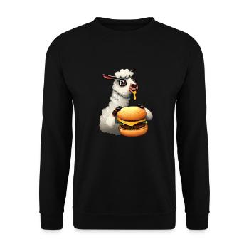 Lama Cheeseburger - Unisex Pullover - Schwarz - Vorne - Alina (178cm) & Michal (187cm)