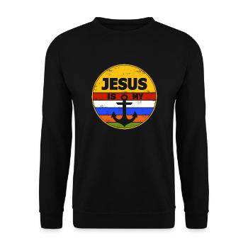 Jésus - Jésus-Christ -Dieu, Jésus est mon ancre - Sweat-shirt Unisexe - noir - Devant - Alina (178cm) & Michal (187cm)