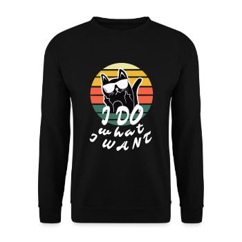 Funny cat Tee - I do what I want funny - Unisex Pullover - Schwarz - Vorne - Alina (178cm) & Michal (187cm)