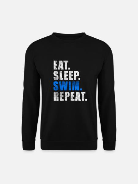 EAT SLEEP SWIM REPEAT Swimming Lifeguard Float - Unisex Sweatshirt - black