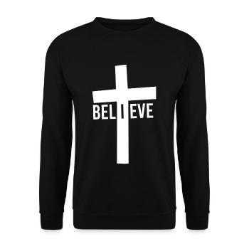 Glaube Vergebung Kreuz Jesus Geschenk Christlich - Unisex Pullover - Schwarz - Vorne - Alina (178cm) & Michal (187cm)