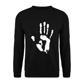 Weiße Hand des Urak Hai und Isengard, - Unisex Pullover - Schwarz - Vorne - Alina (178cm) & Michal (187cm)