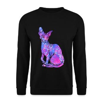 Sphynx Katze haarlos Galaxy Kitty - Unisex Pullover - Schwarz - Vorne - Alina (178cm) & Michal (187cm)