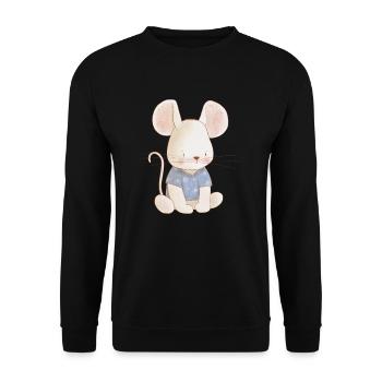 Maus Familie Mama Baby T-Shirt - Unisex Pullover - Schwarz - Vorne - Alina (178cm) & Michal (187cm)