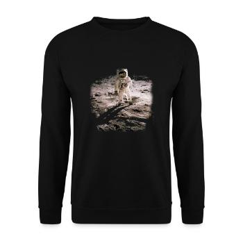 Mann im Mond - Unisex Pullover - Schwarz - Vorne - Alina (178cm) & Michal (187cm)