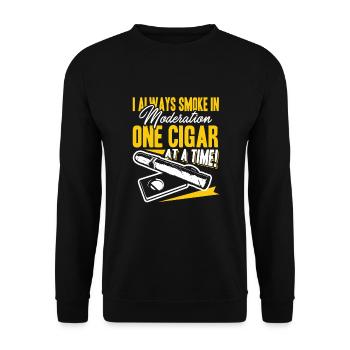 Cigar Smoking One Cigar At A Time - Unisex Sweatshirt - black - Front - Alina (178cm) & Michal (187cm)