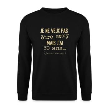 Anniversaire 50 ans - Sweat-shirt Unisexe - noir - Devant - Alina (178cm) & Michal (187cm)