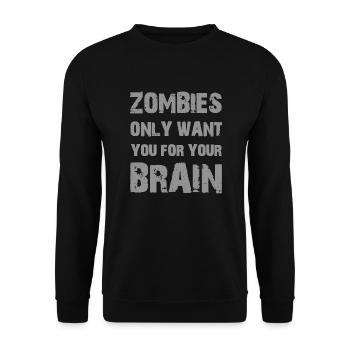 Zombies wollen dich nur für dein Gehirn - Unisex Pullover - Schwarz - Vorne - Alina (178cm) & Michal (187cm)