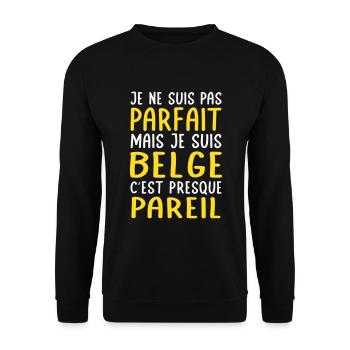 Je ne suis pas parfait mais je suis Belge - Sweat-shirt Unisexe - noir - Devant - Alina (178cm) & Michal (187cm)