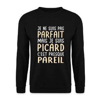 Je ne suis pas parfait mais je suis Picard - Sweat-shirt Unisexe - noir - Devant - Alina (178cm) & Michal (187cm)