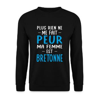 Rien ne me fait peur ma femme est Bretonne - Sweat-shirt Unisexe - noir - Devant - Alina (178cm) & Michal (187cm)
