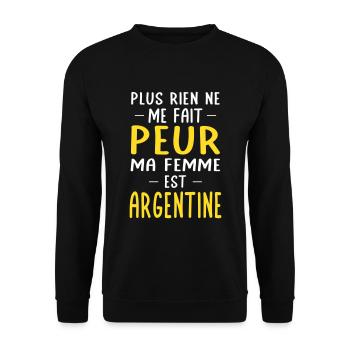Rien ne me fait peur ma femme est Argentine - Sweat-shirt Unisexe - noir - Devant - Alina (178cm) & Michal (187cm)