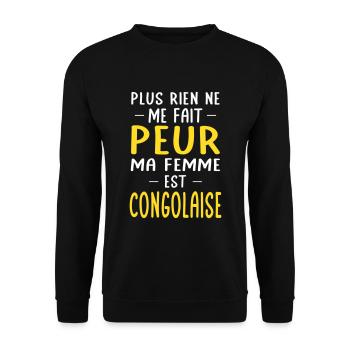 Rien ne me fait peur ma femme est Congolaise - Sweat-shirt Unisexe - noir - Devant - Alina (178cm) & Michal (187cm)