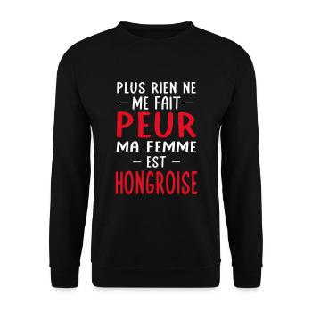 Rien ne me fait peur ma femme est Hongroise - Sweat-shirt Unisexe - noir - Devant - Alina (178cm) & Michal (187cm)