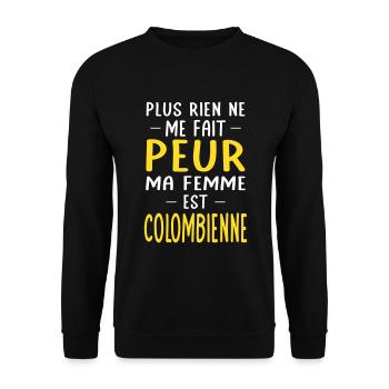 Rien ne me fait peur ma femme est Colombienne - Sweat-shirt Unisexe - noir - Devant - Alina (178cm) & Michal (187cm)