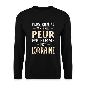 Rien ne me fait peur ma femme est Lorraine - Sweat-shirt Unisexe - noir - Devant - Alina (178cm) & Michal (187cm)