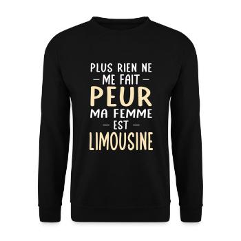 Rien ne me fait peur ma femme est Limousine - Sweat-shirt Unisexe - noir - Devant - Alina (178cm) & Michal (187cm)