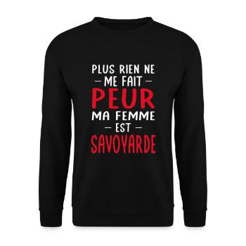 Rien ne me fait peur ma femme est Savoyarde - Sweat-shirt Unisexe - noir - Devant - Alina (178cm) & Michal (187cm)
