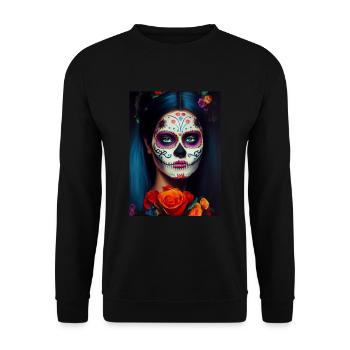 Dia de los muertos, Day of death - Unisex Sweatshirt - black - Front - Alina (178cm) & Michal (187cm)