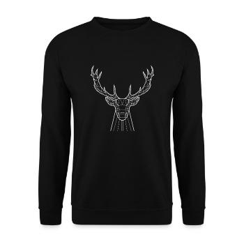 White Deer - Animal Prism - Unisex Sweatshirt - black - Front - Alina (178cm) & Michal (187cm)