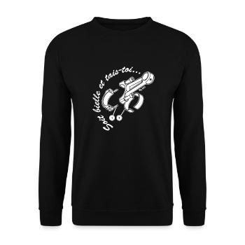 Soit bielle et tais-tois...by Little - Sweat-shirt Unisexe - noir - Devant - Alina (178cm) & Michal (187cm)