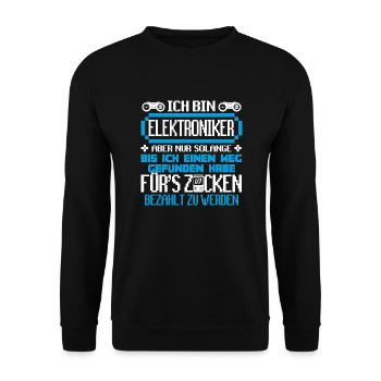 ELEKTRONIKER - Gamer - Unisex Pullover - Schwarz - Vorne - Alina (178cm) & Michal (187cm)